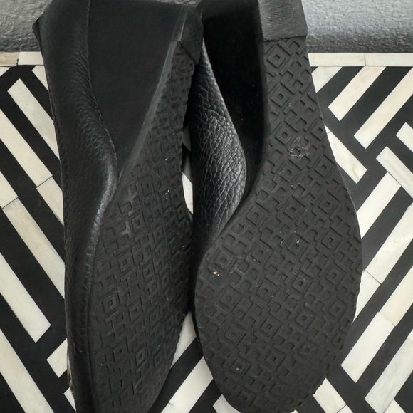 TORY BURCH Black ‘Sally 2’ Peep Toe Wedges | Size 6.5M - Picture 5 of 5